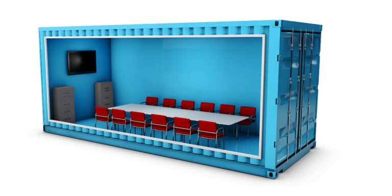 3d Illustration of Container Office. Reuse Container for building houses or office.